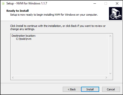 Confirm install NVM for Windows and location
