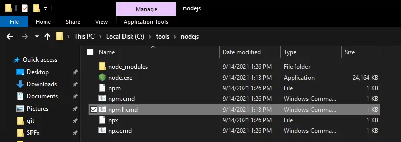 Clean up and remove old npm1.cmd file